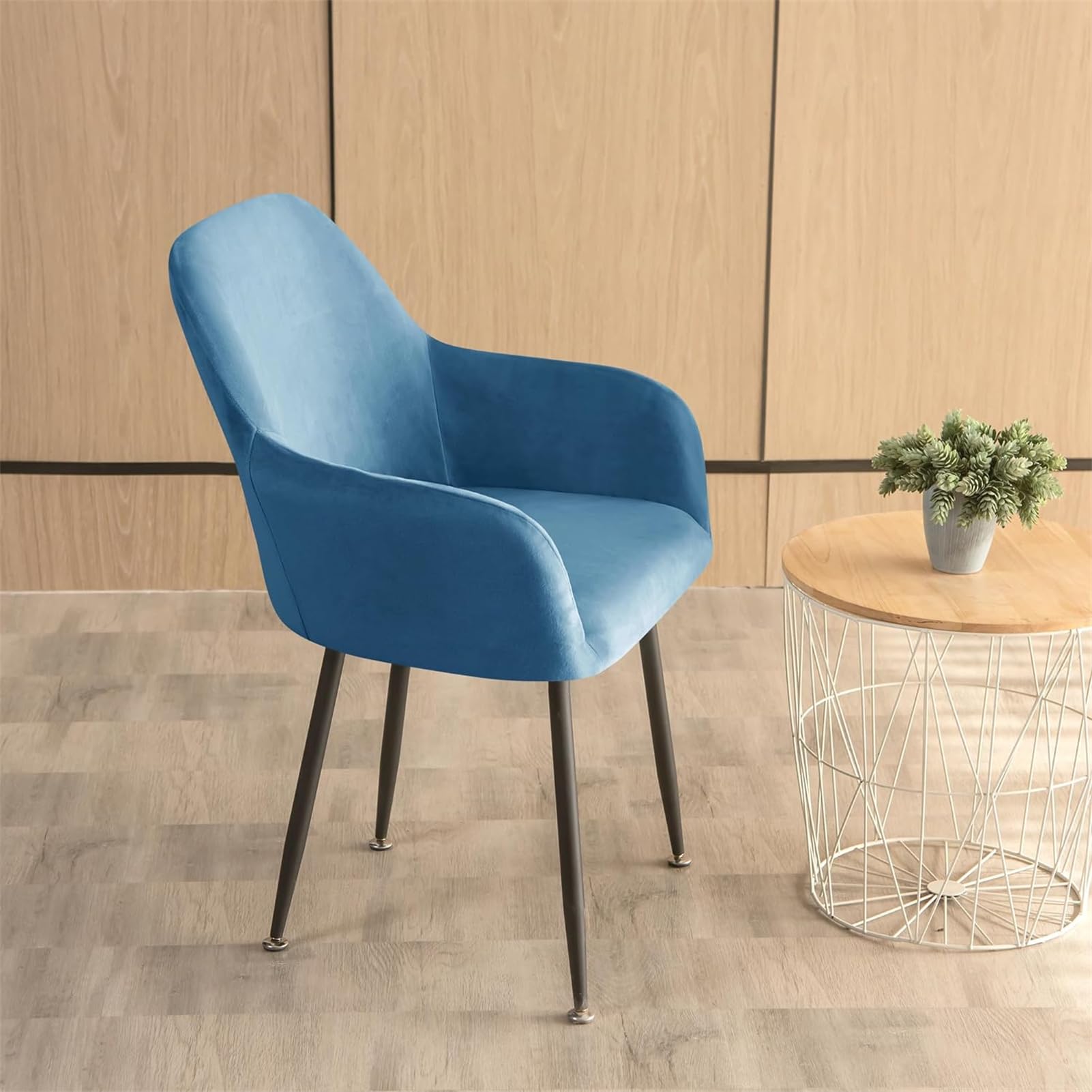 SANOCAY Set Di 6 Coprisedia In Velluto Blu Con Schienale Alato