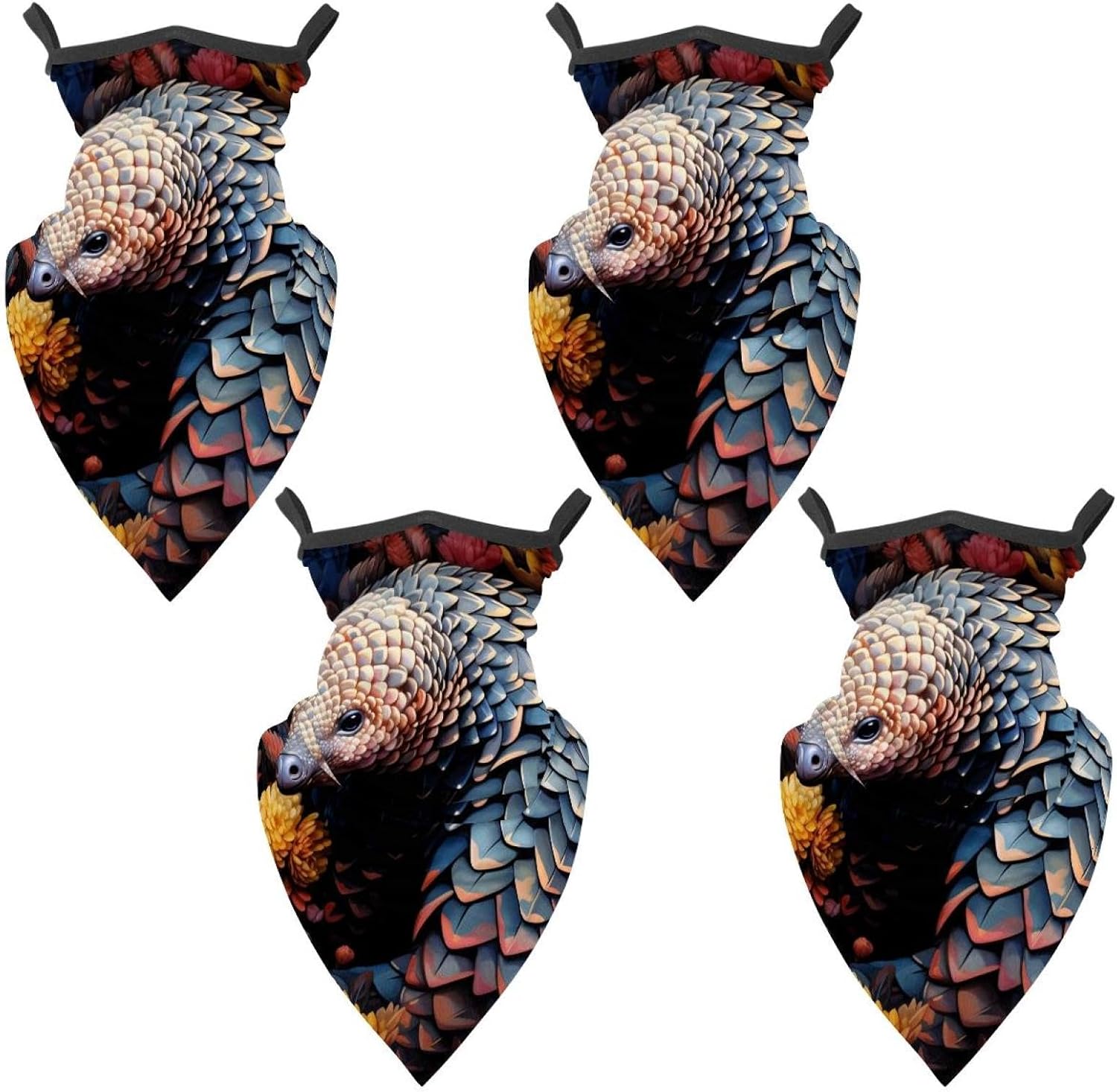 4 Pieces Summer UV Protection Cooling Neck Gaiter Face Clothing Neck Gaiter Mask Scarf Sunscreen Breathable Bandana, Pangolin