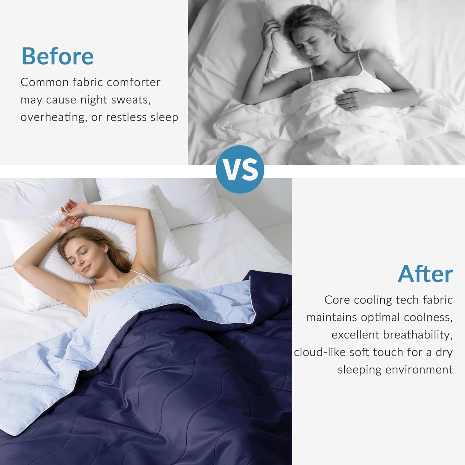 Exclusivo Mezcla Cooling Comforter King Size Navy, Lightweight Summer Blanket for Hot Sleepers, Soft Breathable Cool Bedding Duvet for Night Sweats, 104"x90"