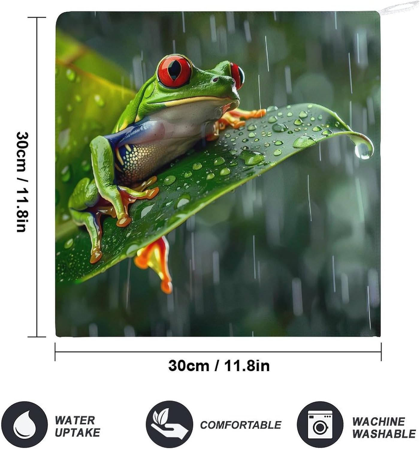 Tree Frog on A Rainy Tree Hand Towels for Bathroom Kitchen Towels Small Towel Handkerchiefs with Hanging Loop 4PCS