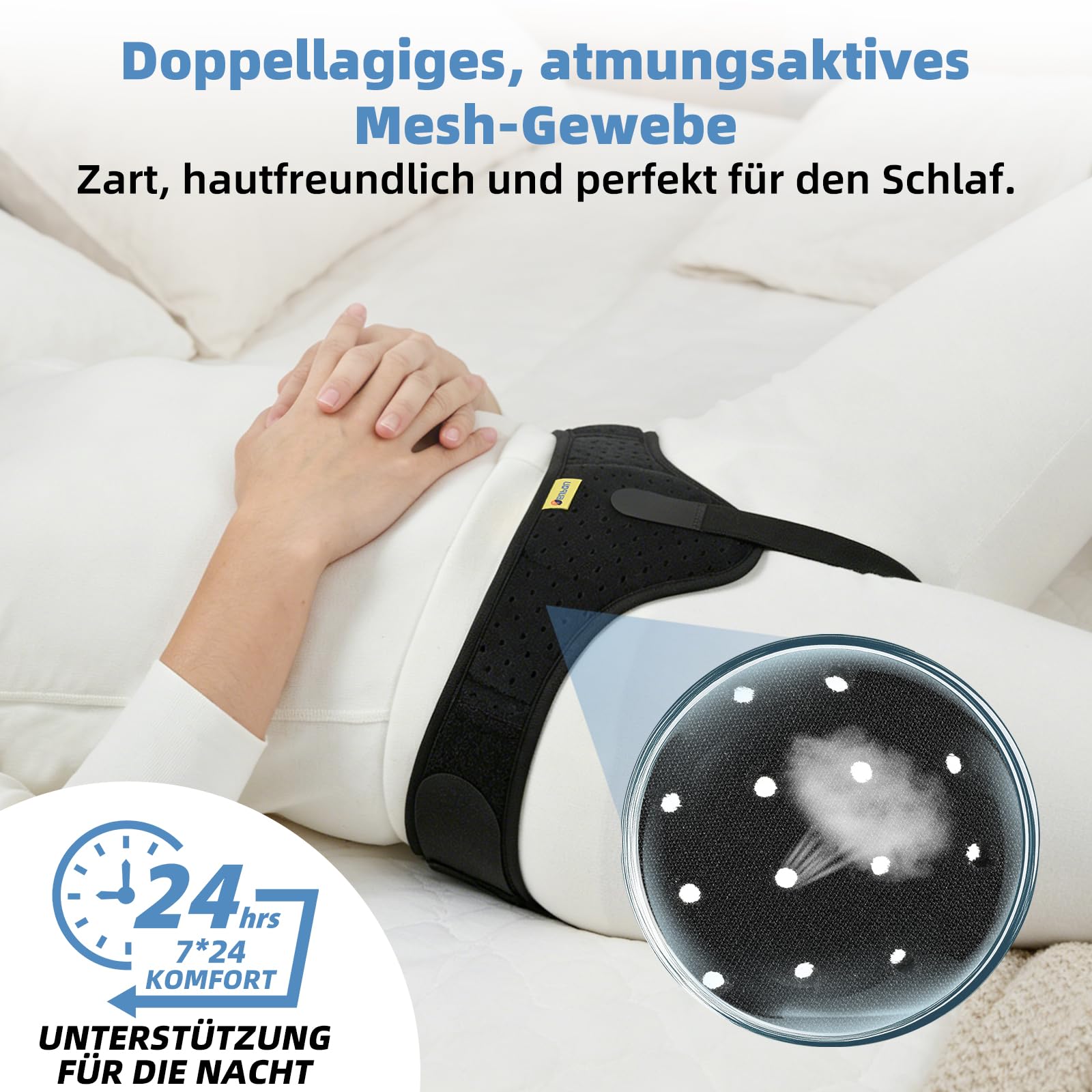 Tenbon Herniengürtel für Männer, Leistenhernien-Unterstützung, medizinischer Hernienschutz, Leistenbandage für einzelne Sporthernien, verstellbarer Hüftgurt mit abnehmbaren (Black, L)