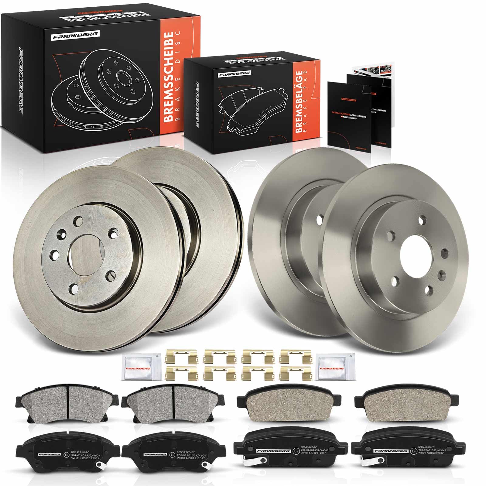 Frankberg Bremsensatz inkl. 4x Bremsscheiben + 8x Bremsbeläge Vorne Hinten Kompatibel mit Astra J CaR.A.Van P10 Astra J GTC Astra J P10 Replace# 13473428