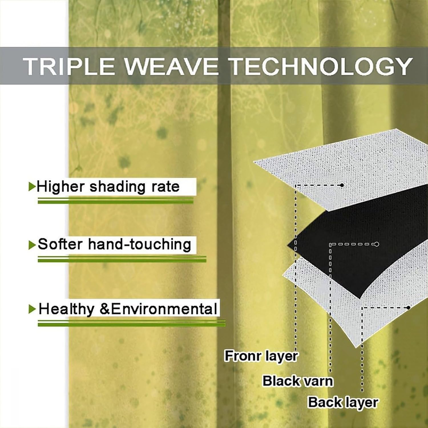 Flower Kitchen Curtains, Spring Foliage with Leaves Hand Drawn Aesthetic Envrionmental Friendly for Home Kitchen Office Coffee Room Window Curtain Drapes 2 Panels 42x45 Inch