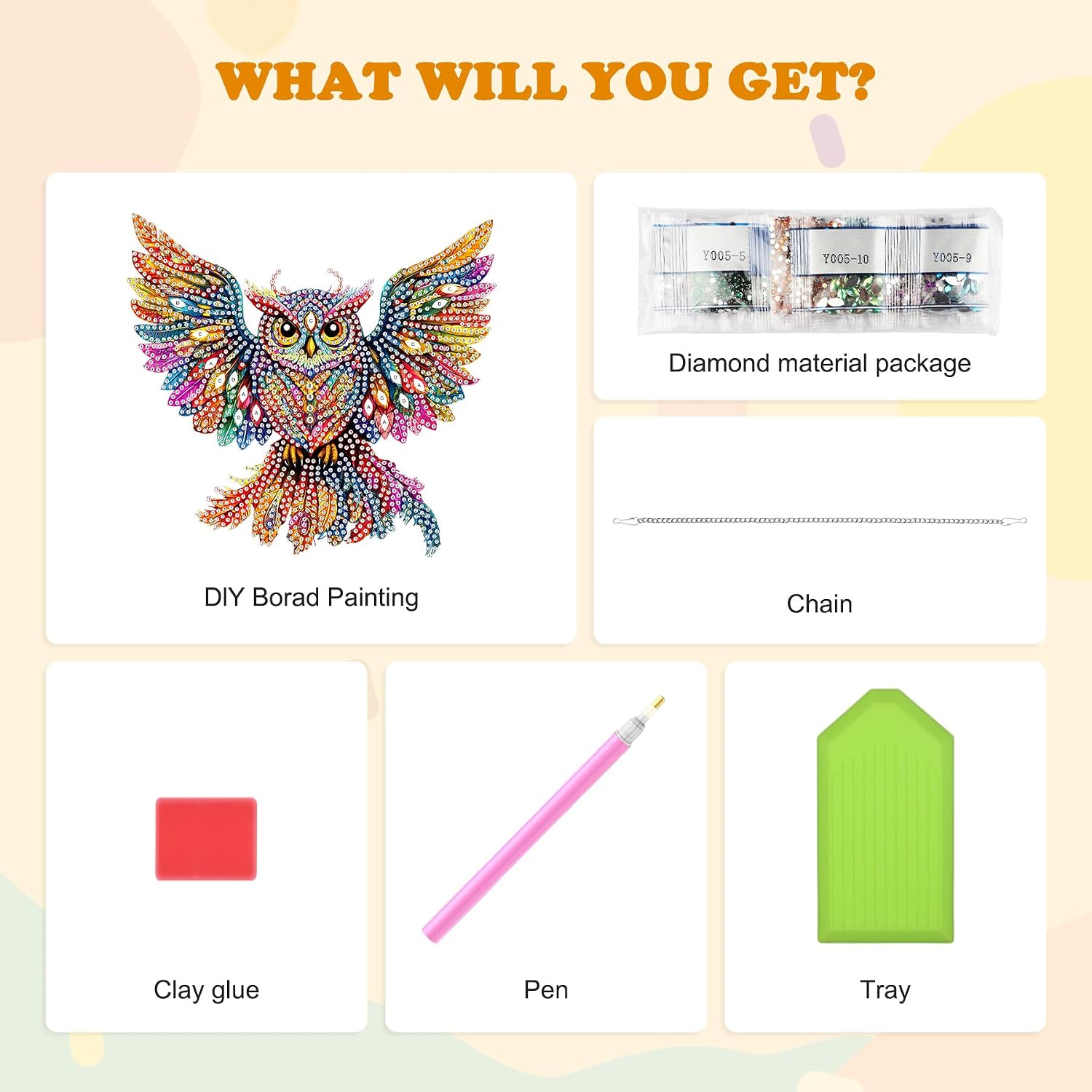 HEIBAGO Owl Hanging Diamond Art Kits for Adults, Special Shaped Crystal Diamond Painting Ornament Kit, DIY Double-Sided Pattern Window Pendant Gem Art Kit for Home Wall Decor 8.3x8.3inch image 5