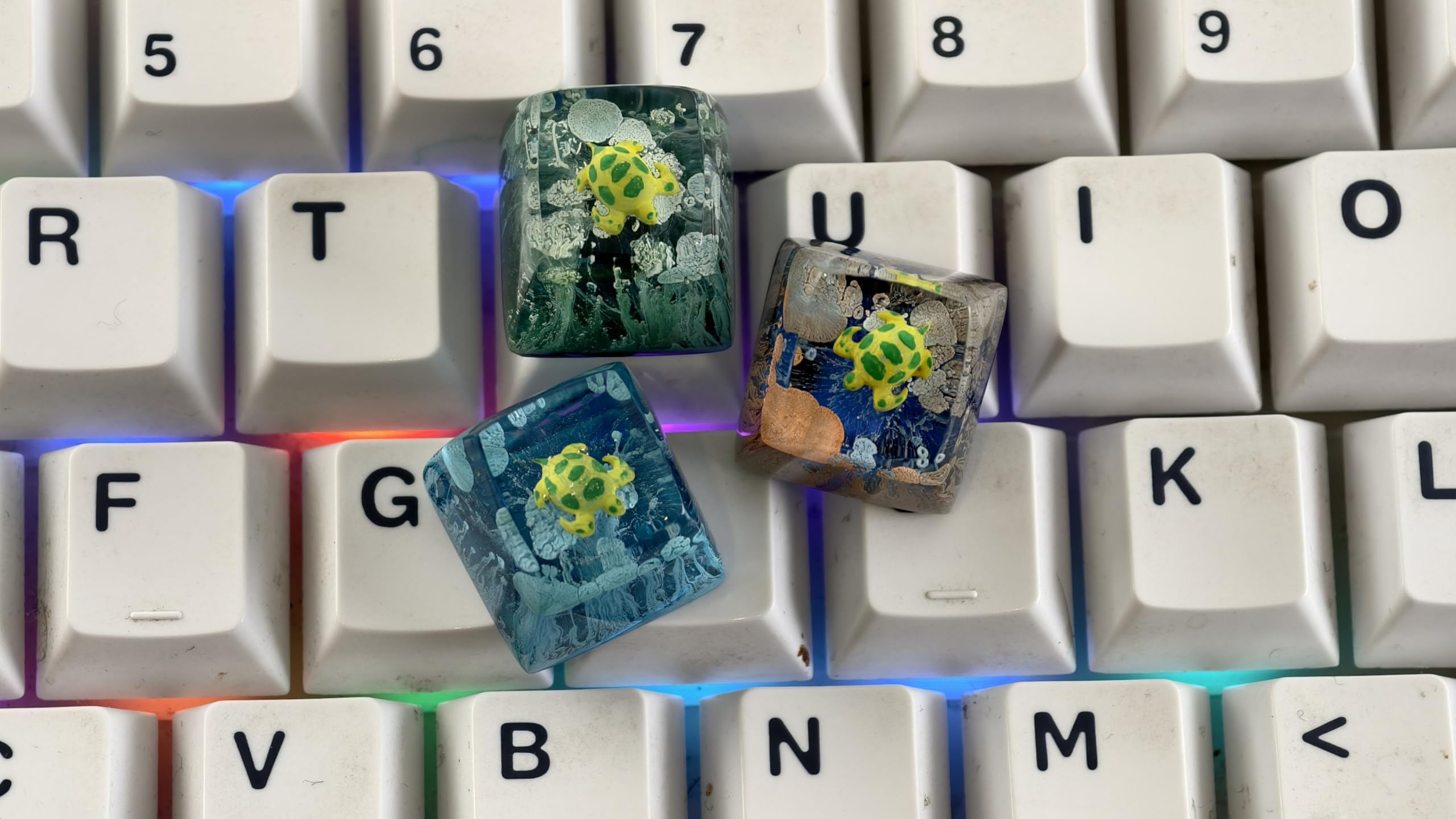Random Ocean Sea Turtle Artisan Keycap Esc R1 SA Profile 1U