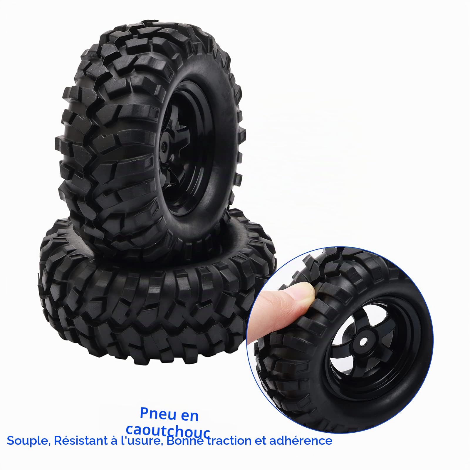 RC 1:10 Buggy Lot de 4 pneus en caoutchouc à 5 rayons Jante 12 mm Hex RC Pièces pour RC HSP 1/10 Offroad