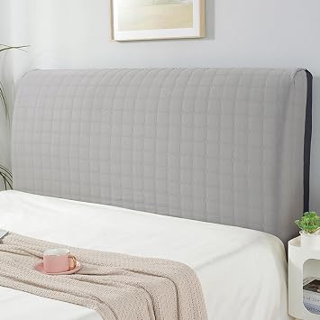 Bed Headboard Cover Full Size Elastic Padded Headboard Slipcover for Queen King Headboard 120-220cm Elastic Headboard Dustproof Protector Cover Light gray-120cm47in