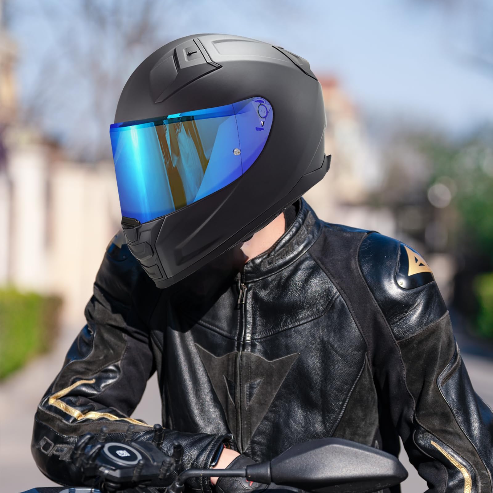Helmvisier für FF811/VECTOR II/Citation II,Motorradhelm Visier,Motorrad Vollgesichtshelm Windschutzscheibe Schutzhülle Ersatz (Chromblau)