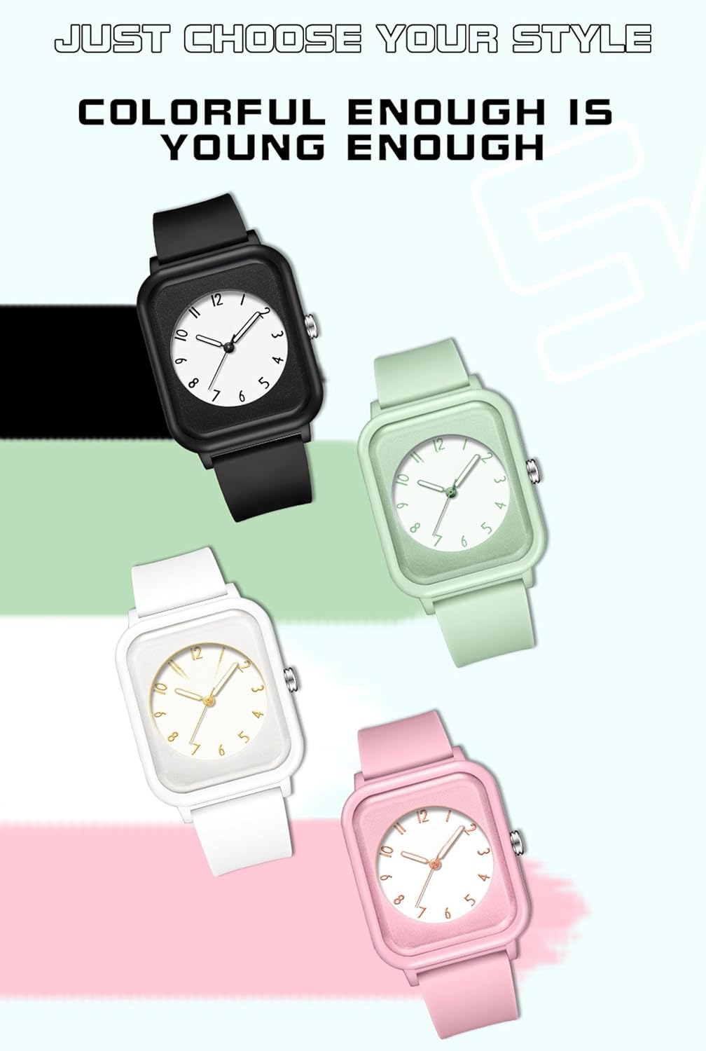 findtime Pink Watches for Women, 5ATM Waterproof Ladies Wrist Watch Sports Wristwatch, Rectangle Face with Simple Minimalist Designer Luminous Analog Quartz