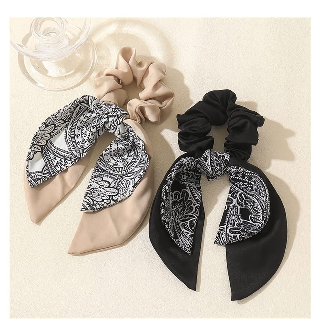 Feste Elastici Capelli 2 Pezzi Fiocco Sciarpa Di Seta Fascia Femminile Capelli Legati Fuori Cavallo Corda Per Anello Per Retrò Decorazione