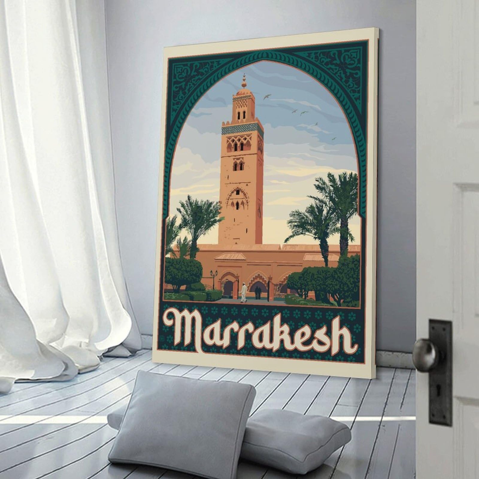 Junmoney Marrakesh Travel Canvas Wall Decor 16x24inch(40x60cm), for Entrance Walls, Hall Decor Or Foyers, Wall Decor to Refresh Empty Corners