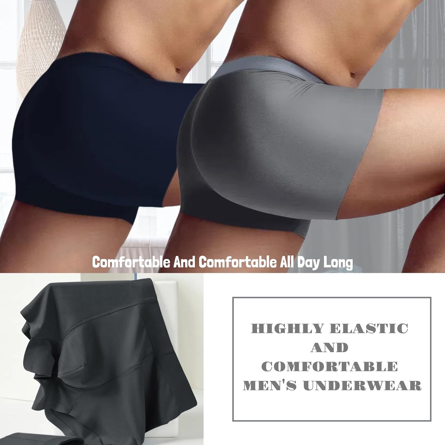 Young Men's Modal Microfiber Breathable Trunks Underwear Stretch Moisture-Wicking Boxer Briefs,4-Pack - Image 4