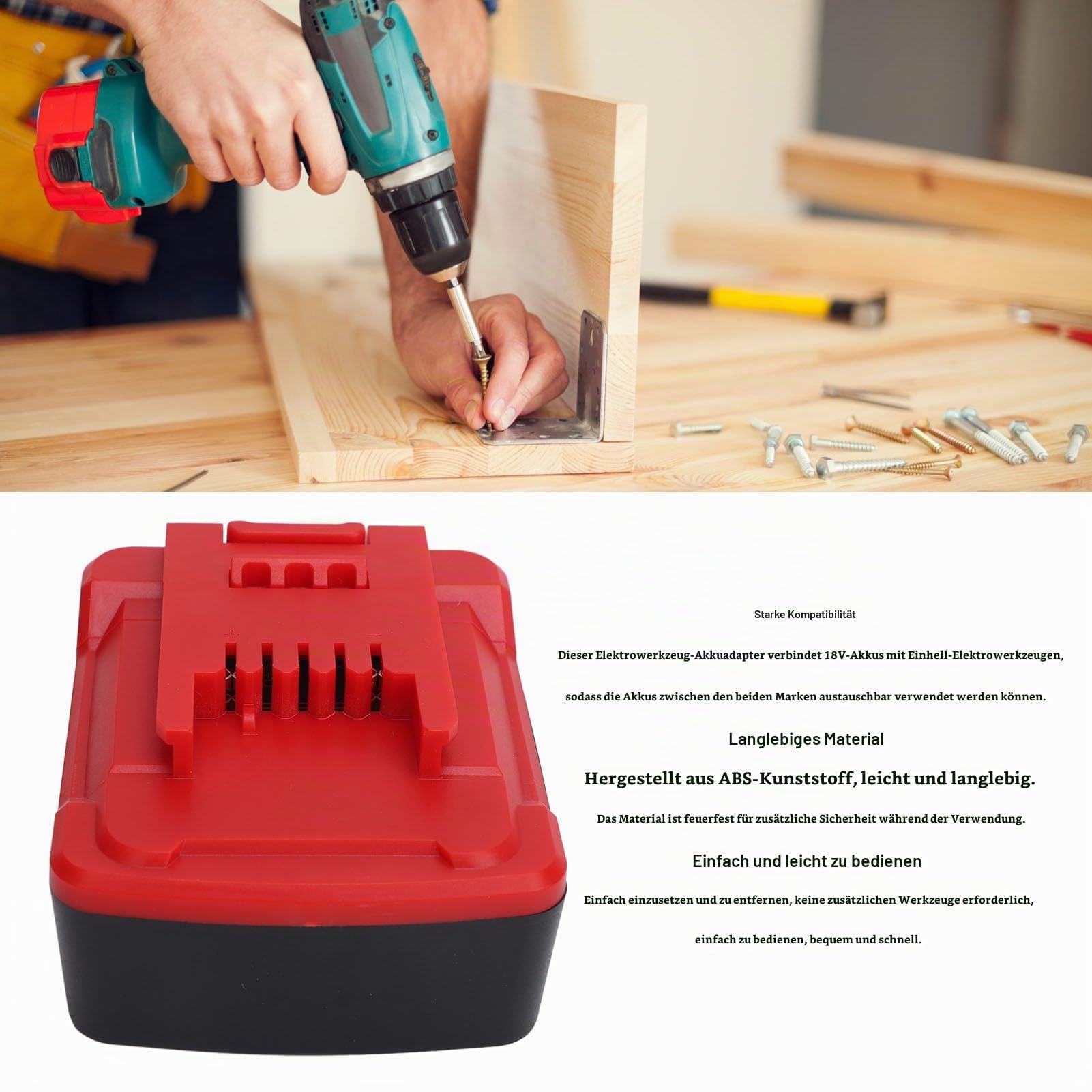 Akku-Adapter für Milwaukee auf für Einhell, Adapter-Konverter für Milwaukee 18 V Li-Ionen-Akku Als Ersatz für Elektrowerkzeug-Adapter, Geeignet für 18 V