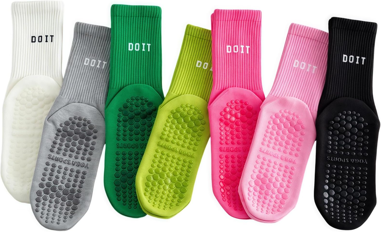 7 Pairs Women's Athletic Socks Yoga Socks Fitness Deadlift Dance pilates Girl's Gym Non slip Floor Sports Cotton, Multicolor, 5.5-9.5
