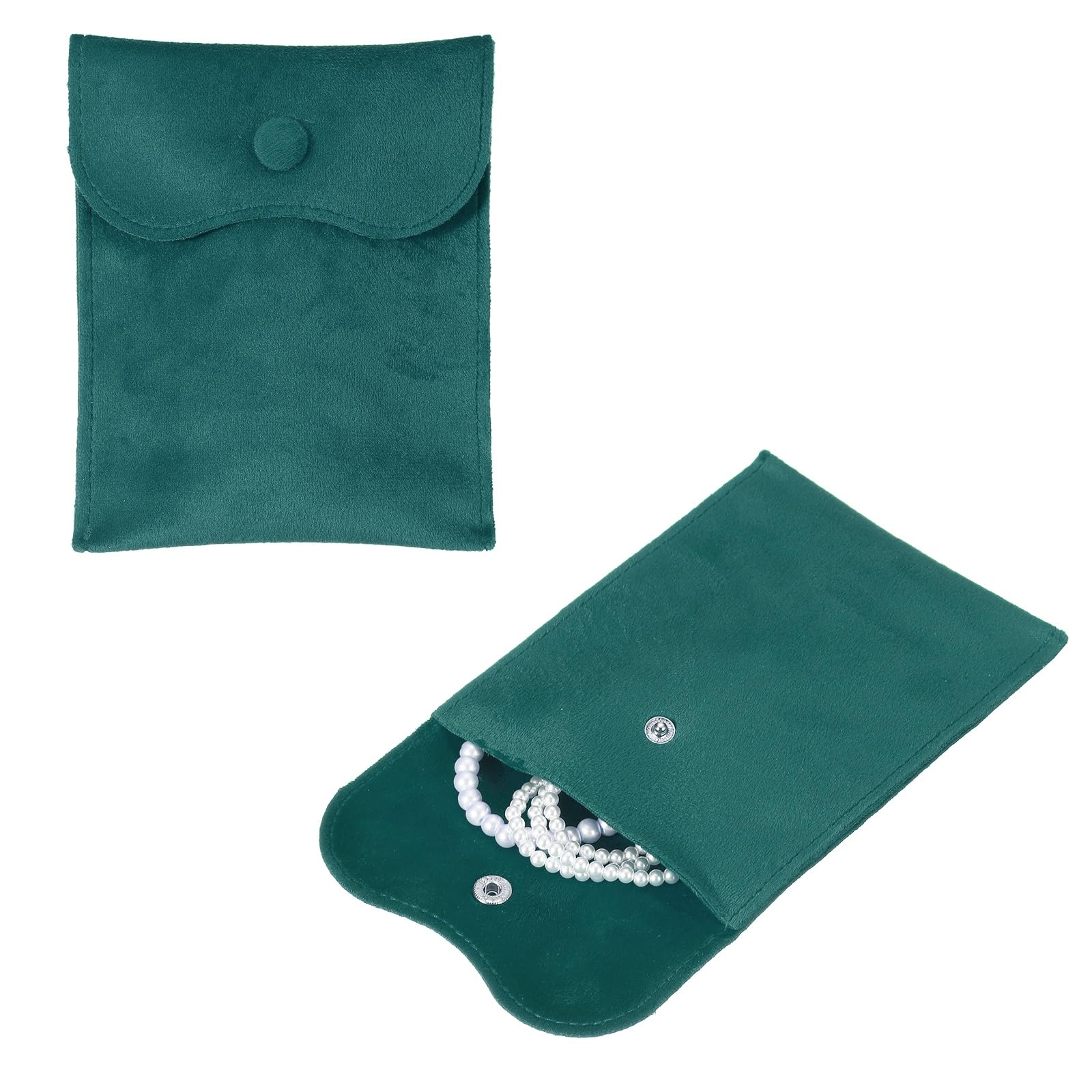 sourcing map 2 Pcs Velvet Jewelry Pouches with Snap Button 11x14cm Small Storage Bags Gift Soft Jewelry Organizer Portable Packaging Fit for Necklaces Bracelet Rings Earings Watch, Blue