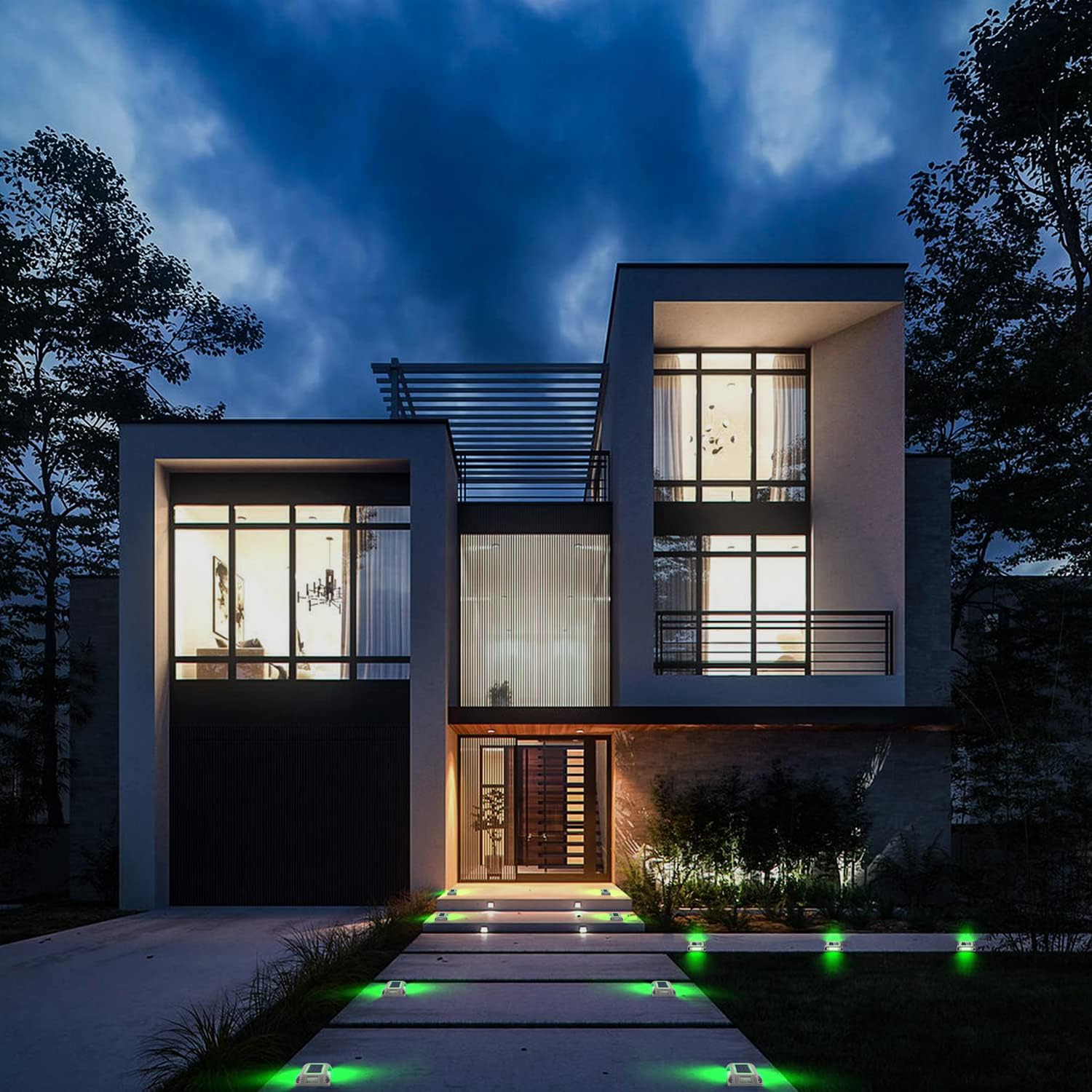 T-SUN Solar Deck Lights 12 Pack Driveway Solar Lights Outdoor Halloween LED Dock Light IP65 Waterproof Ground Deck Light for Sidewalk Step Garden Pathway
