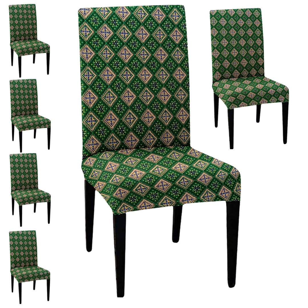 LAZI Pack of 6 Green Geometric Print Dining Table Chair Cover Stretchable Slipcover Seat Protector Removable 1pc Polycotton Dining Chairs Covers for Home Hotel Dining Table Chairs (B0CGLVC9YJ) Amazon Price History, Amazon Price Tracker