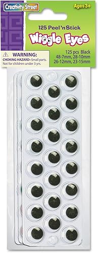 Creativity Street - AC3438-02 - Ojos de movimiento para despegar y pegar, tamaños surtidos, negro sobre blanco, juego de 137