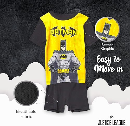 Miniatura 3 de DC Comics Boys' 4-Piece Snug-fit Cotton Pajamas Set