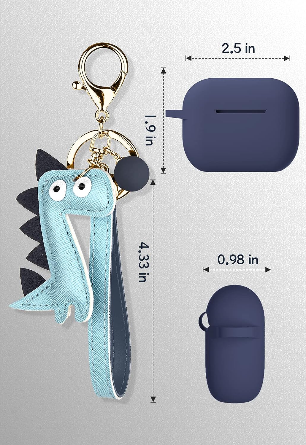 Simr Skin for AirPods Pro Case, [Thicker] Shockproof Protective Cover W/Cute Keychain/Strap Accessories for Apple AirPods Pro Charging Case (Ink Blue)