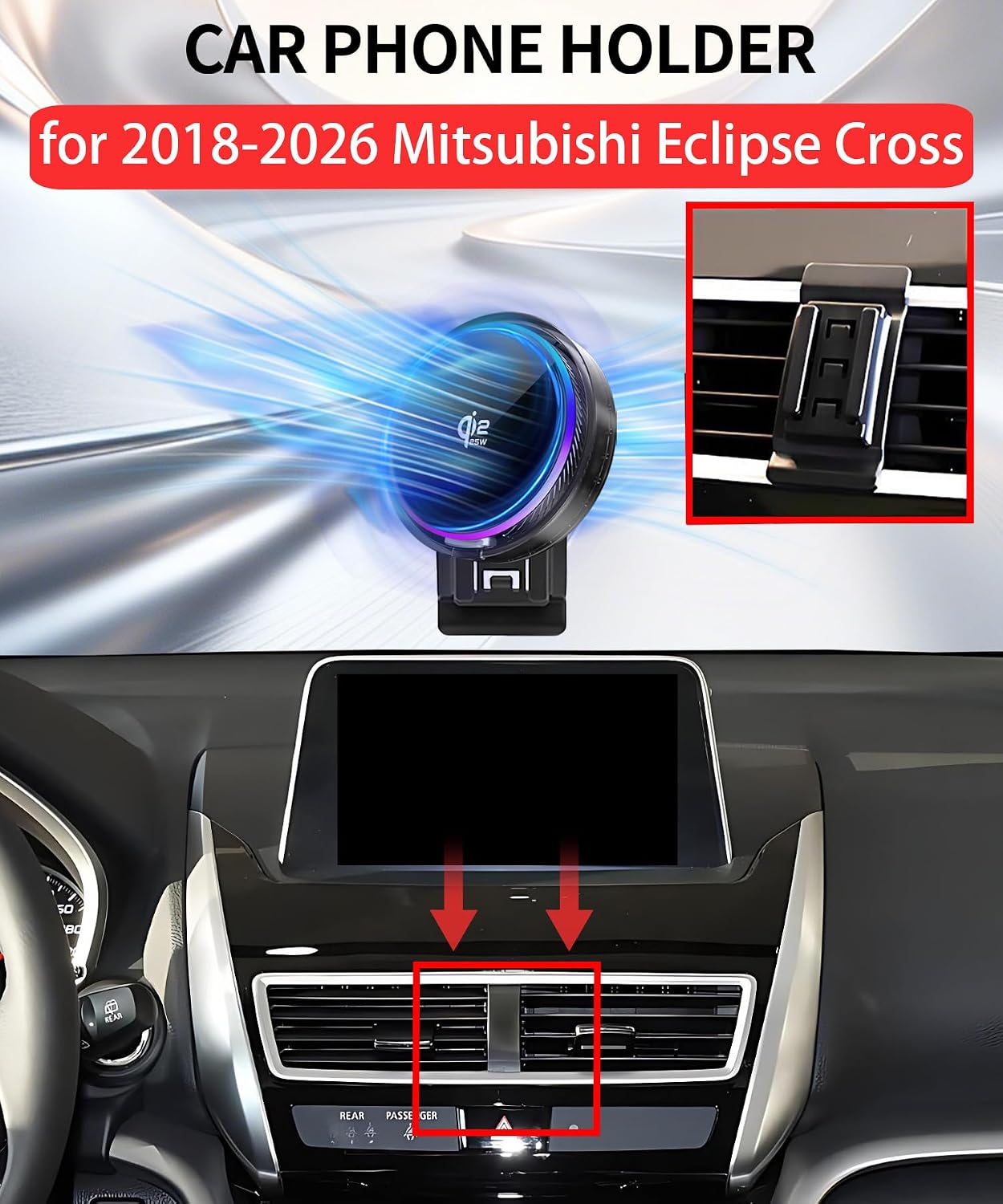 Qi2.2 25W Car Mount Charger for Mitsubishi Eclipse Cross 2018-2026 image 2