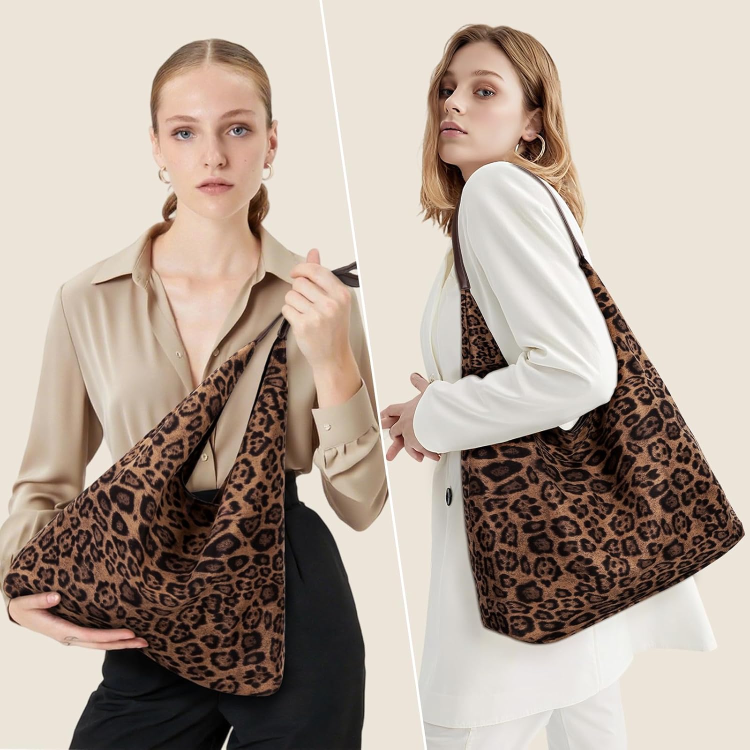 Leopard Tote Bag for Women Cheetah Shoudle Purse Brown Vintage Hobo Bag Large Capacity Tote Bag for Work - Image 5