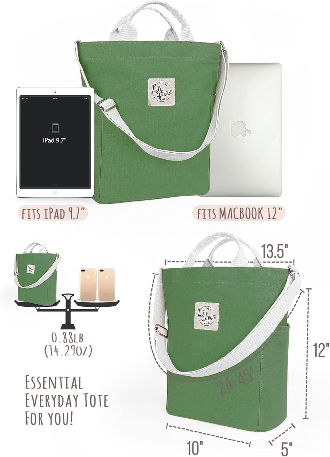 Lily queen Women Canvas Tote Handbags Casual Shoulder Work Bag Crossbody - Image 3