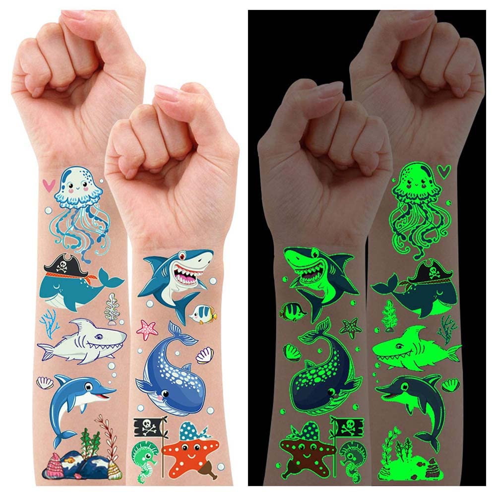 Sponsored Ad – ELECDON Luminous Shark Temporary Tattoos, Glow Shark Birthday Decorations Party Favors Supplies for Boys and Girls, Ocean Under the Sea Fake Tattoo Stickers Gifts for Kids, 10 Pcs