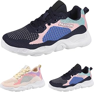 Zapatillas de correr para mujer, transpirables, de malla, antideslizantes, ligeras, cómodas, con bloque de color, para fitness, antiolor, resistentes a la abrasión, azul, 35 EU