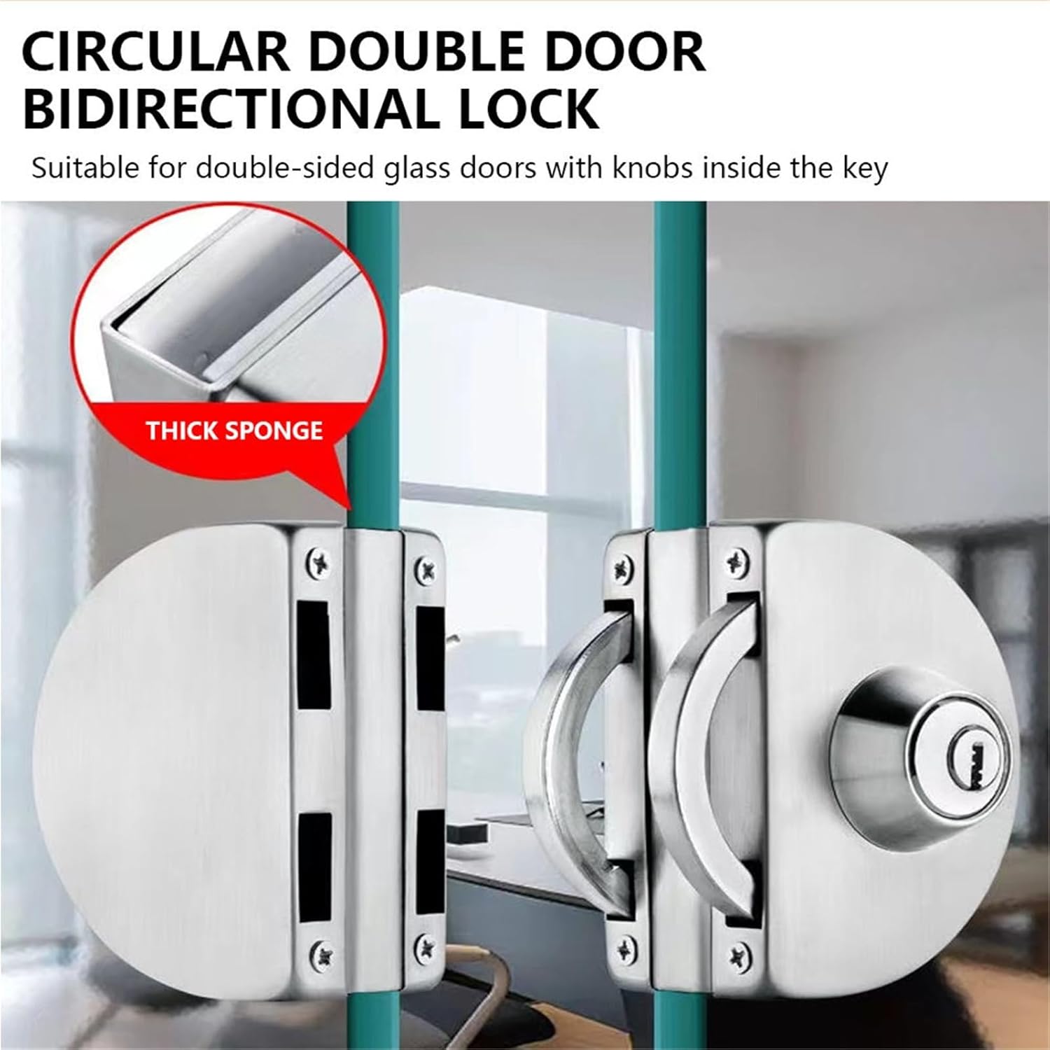 Center Lock for Tempered Sided Glass Door Frameless Stainless Steel with Keys 1Pcs