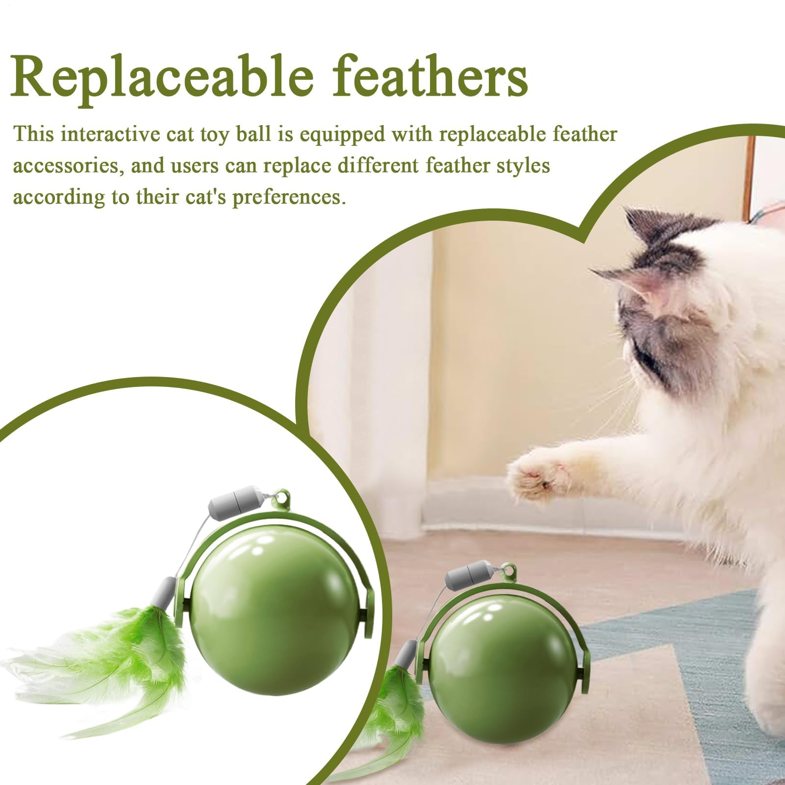 Juguetes para Gatos， Juguete Inteligente for Gatos con Pelota, Juguete Interactivo for Evitar obstáculos, de Ejercicio for Mascotas Plumas