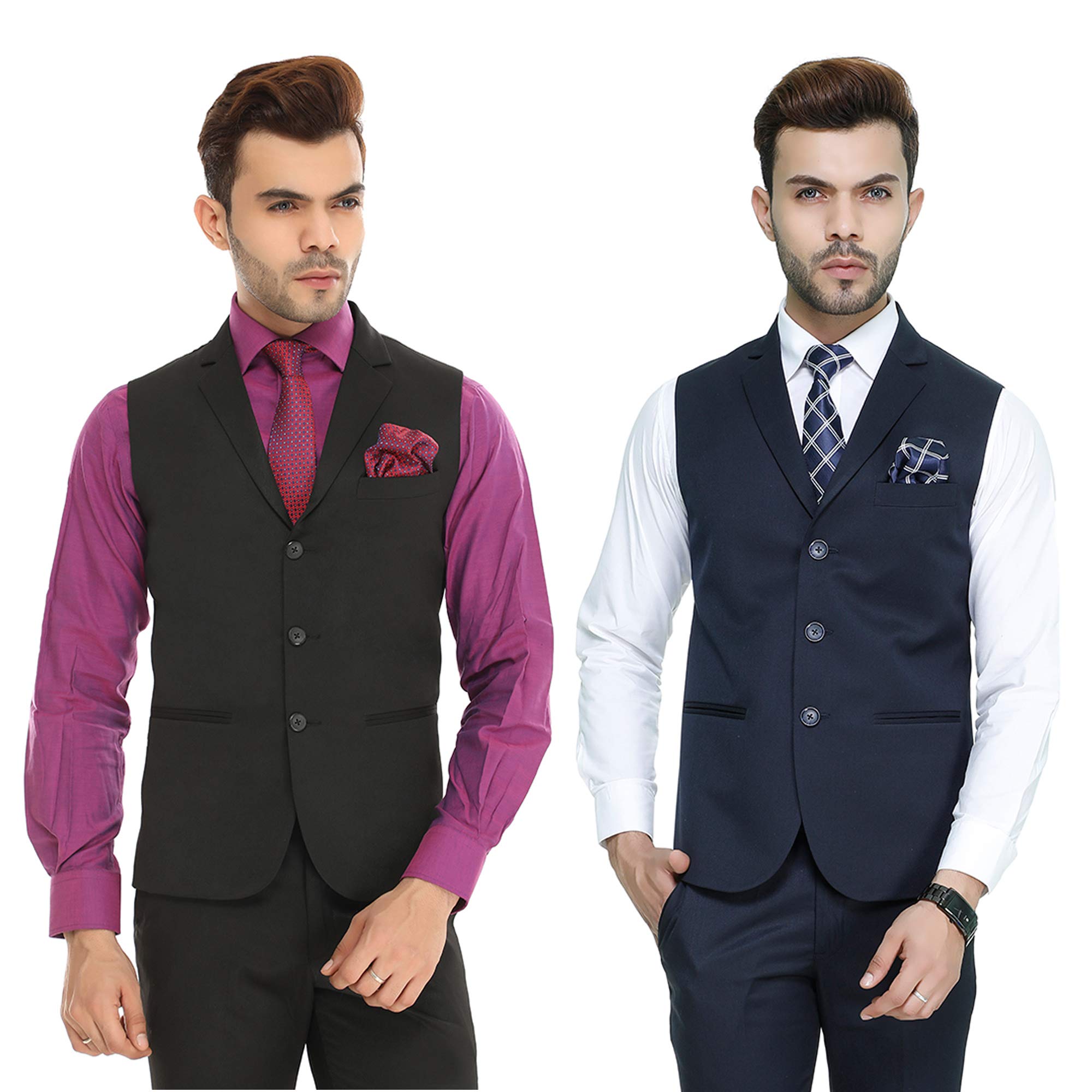 manq Men's Slim Fit Formal Waistcoat (Combo of 2)-picture-44