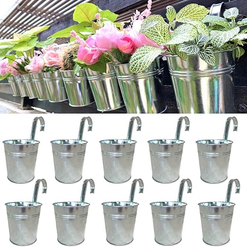 LaLaGreen Fence Planters for Outdoor Plants (10 Pack, 6 Inch)