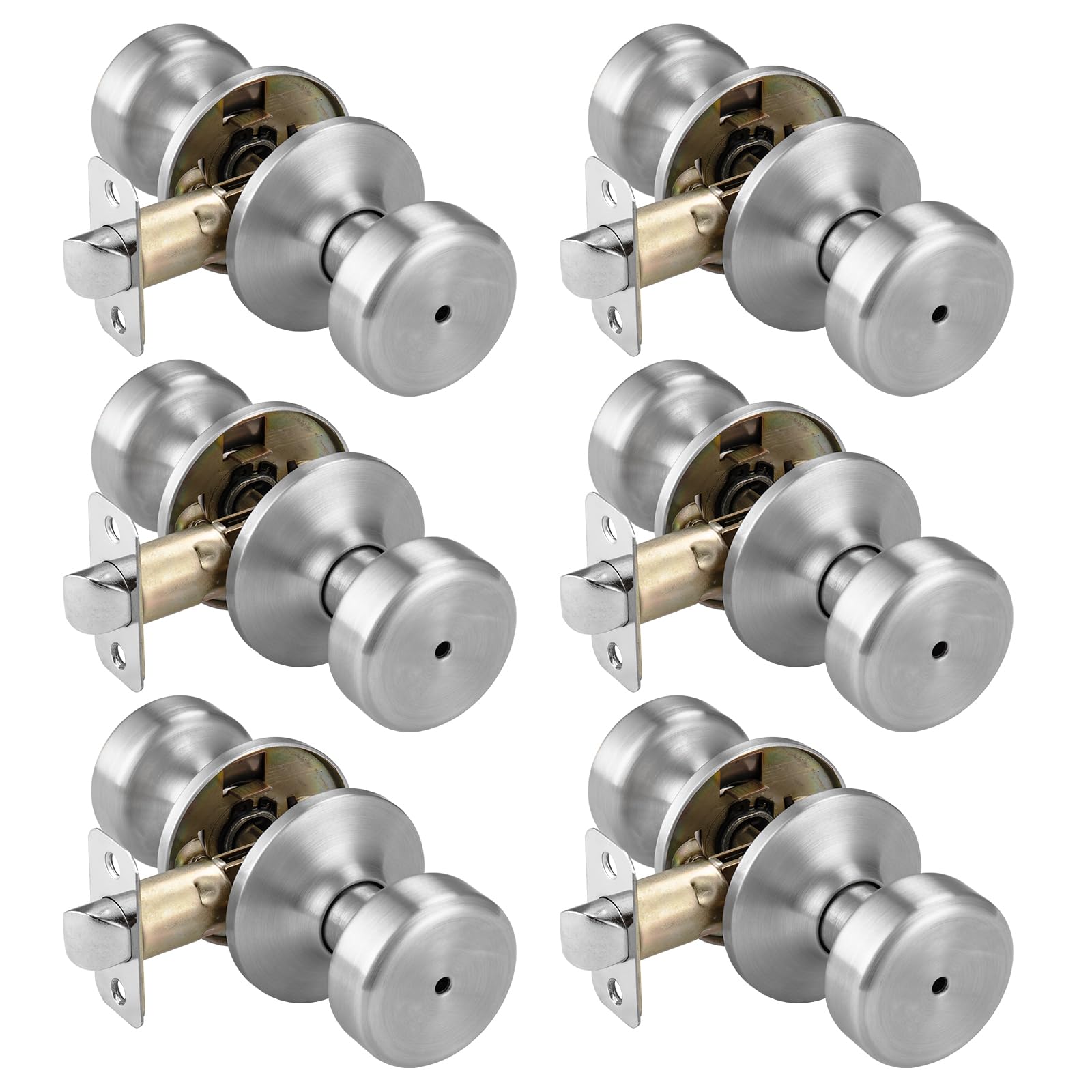 Black Door Knobs - 6 Pack Privacy Knobs -15