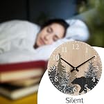 SwallowLiving Cabin Bear Horloge murale 12 Inch Silent Non Ticking Clock Wooden Forest Wildlife Mountain Lodge Clock Batterie exploitée Rustique Farmhouse Wall Clock