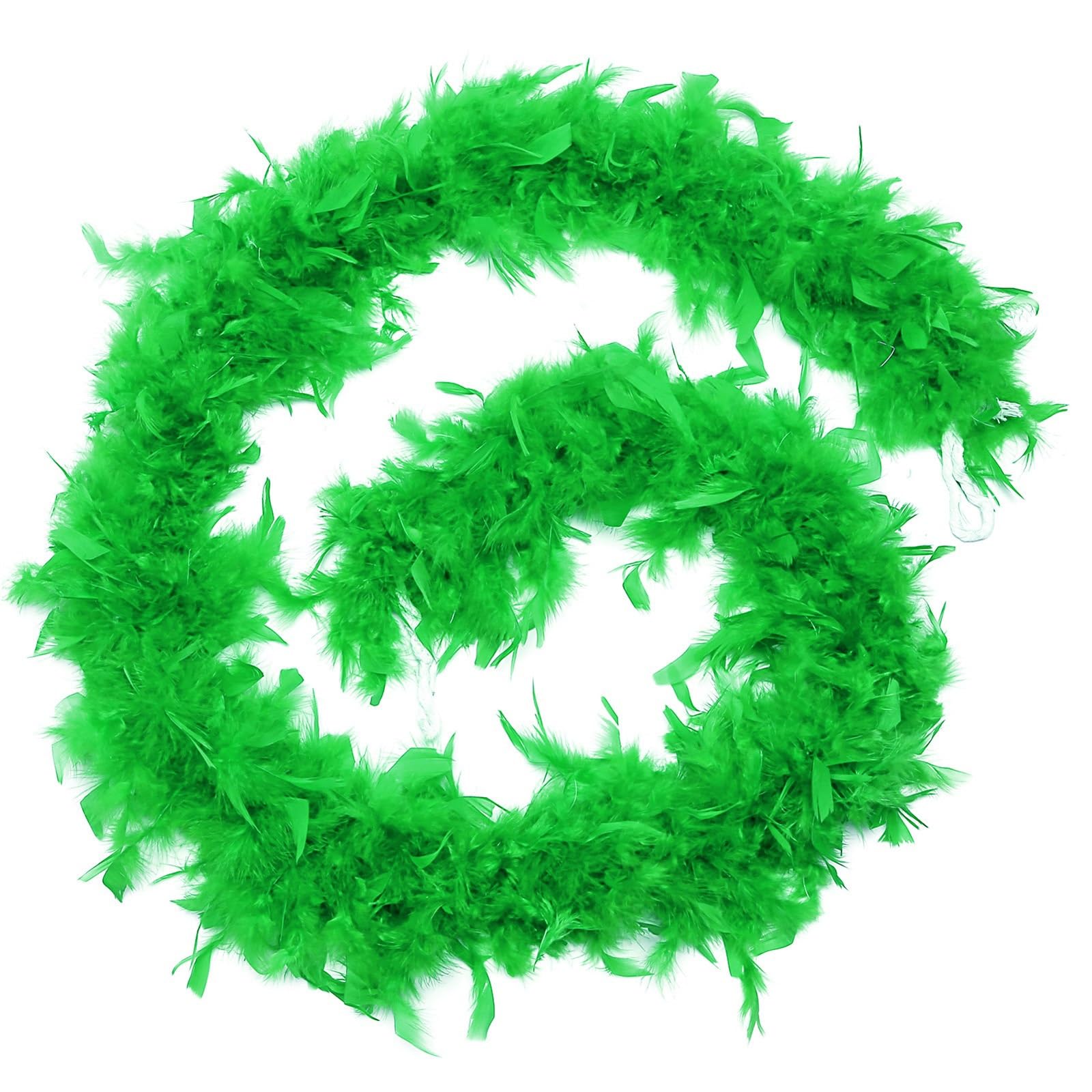 HAJHI 70.8in Feather Garland Diy Crafts Turkey Feather Scarf Bouquet Cake Packaging Costumes Accessories Feather Boa Vibe Props Wedding Party Bars(100g,Green)