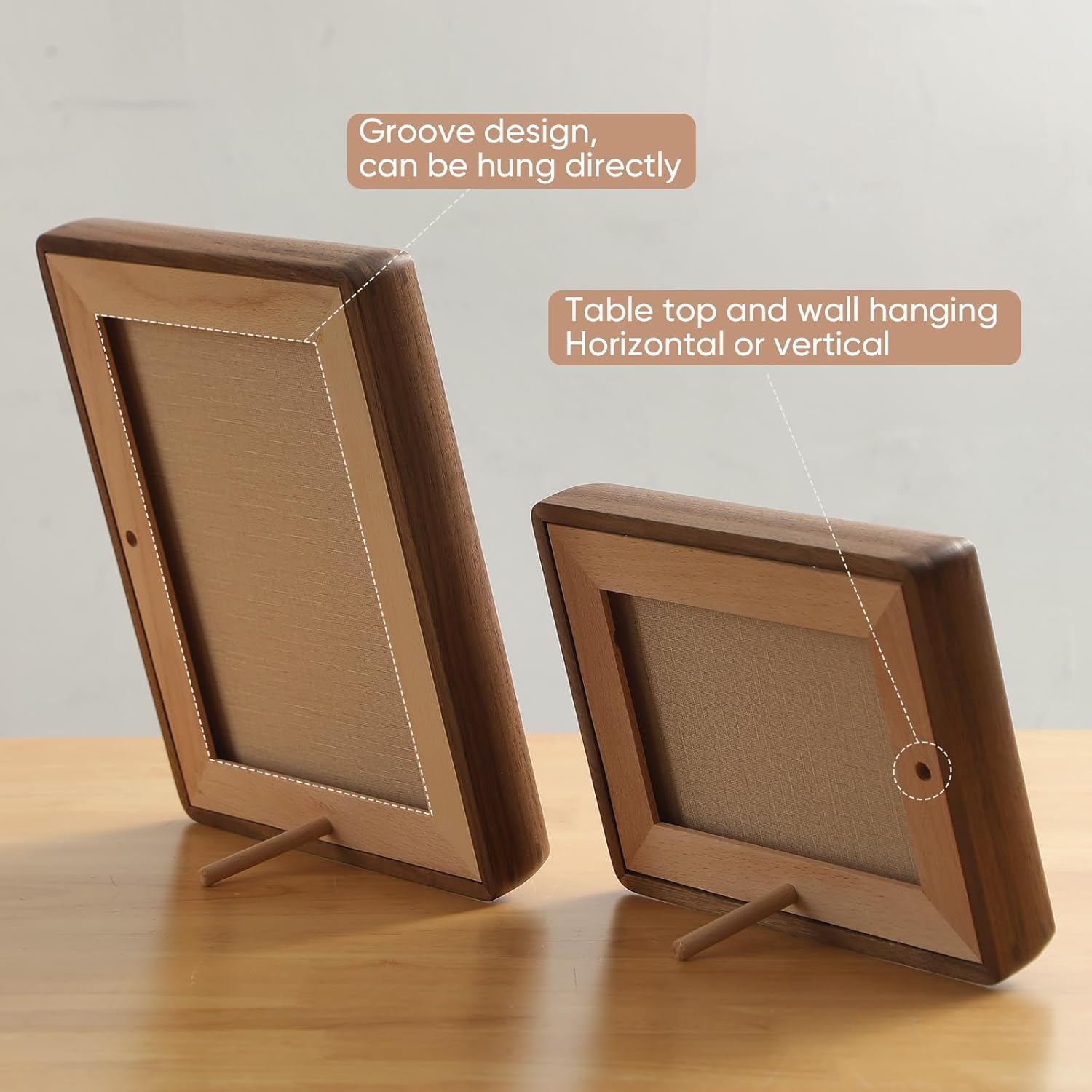 8x10 Picture Frame with 5x7/6x8 Mat - Rustic Farmhouse Walnut Wood Frame, Wall & Tabletop Display for Vintage Portraits & Gallery Décor (8x10,Walnut)