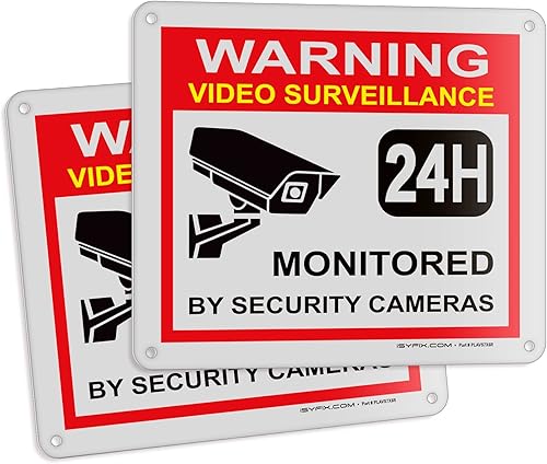 Vista 21 de iSYFIX Señal de advertencia de videovigilancia – 1 paquete de 1 paquete reflectante plateado de 7 x 6 pulgadas – 100% libre de óxido de aluminio