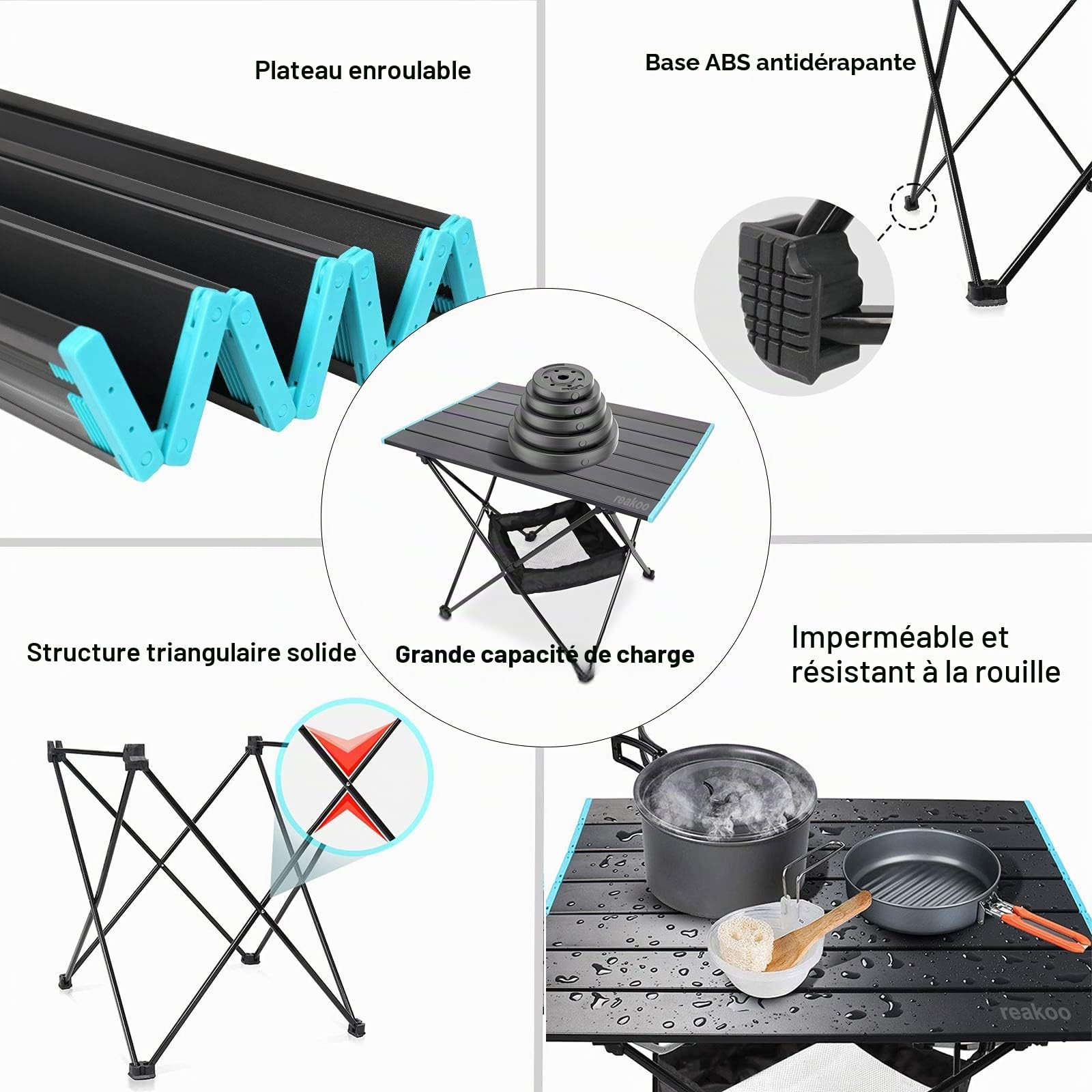 Table Pliante Camping, portable Table de Camping avec plateau en aluminium, Table Exterieur Pliante ultralégère compacte avec sac de transport pour l'extérieur, la plage, le barbecue, les festivals