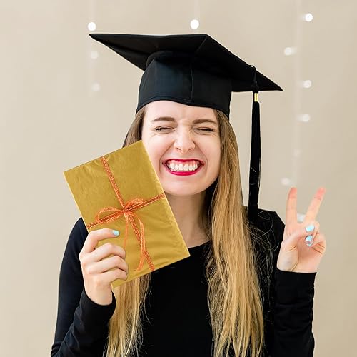 Miniatura 6 de NEBURORA 60 hojas de papel de seda metálico negro dorado plateado a granel para bolsas de regalo, papel de arte para bricolaje, graduación,