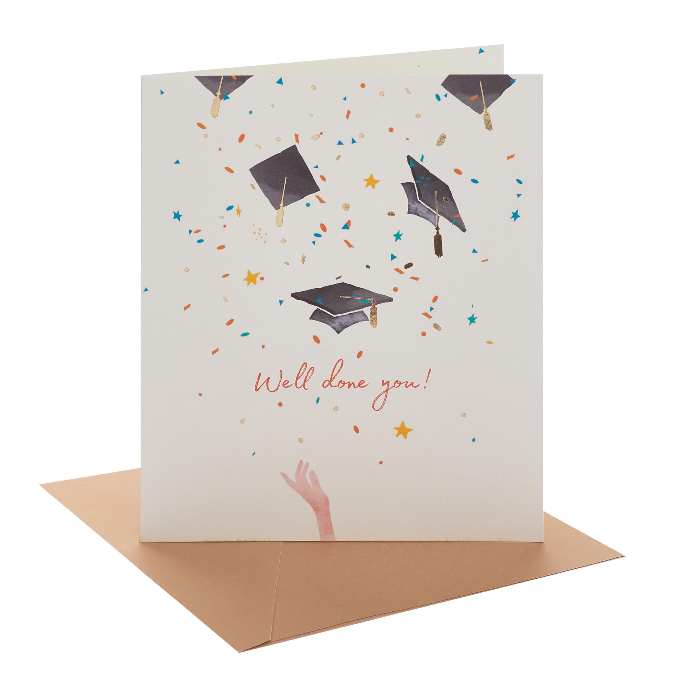 UK Greetings | Congratulations Card for Graduation | Congratulations/Proud of You | Her/Him | Graduation Hats Design | With Envelope | 15.9 x 18.4 cm