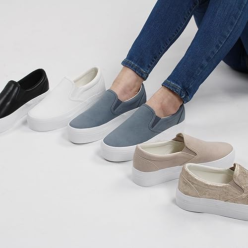 Vista 7 de JABASIC Mocasines de plataforma sin cordones para mujer, mocasines cómodos y casuales