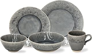 Costa Nova, Madeira colección, Vajilla elegante, gres, Juego de vajilla completa 5 piezas, 1 persona, gris,