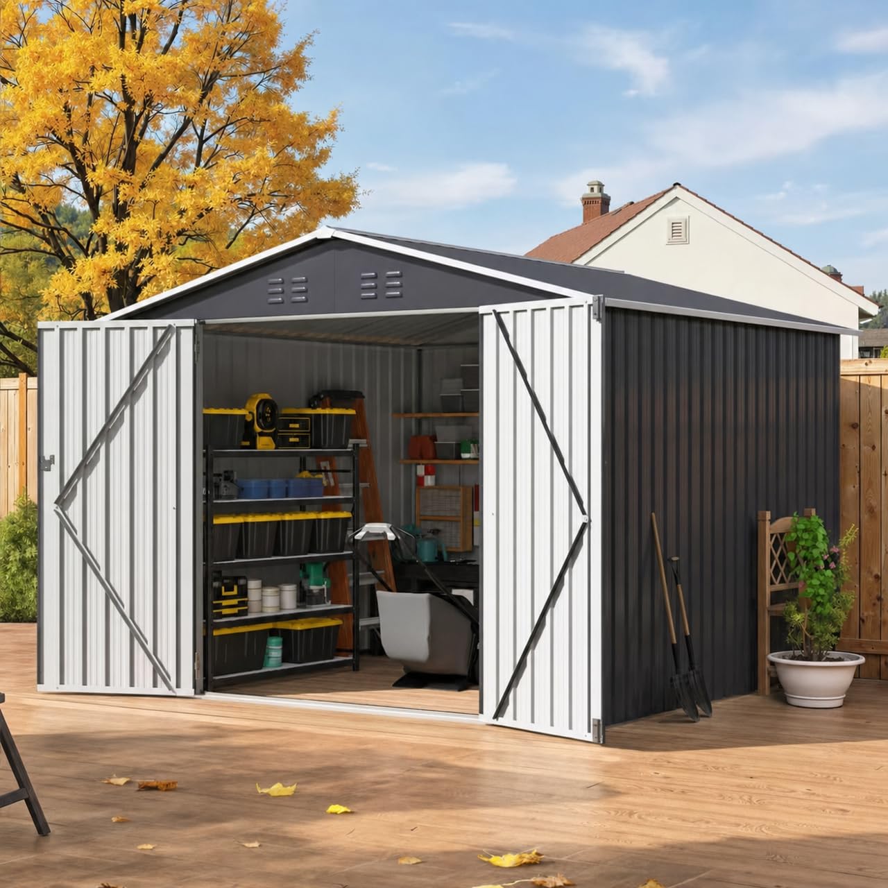 AirWire 8x8 FT Outdoor Storage Shed Gray