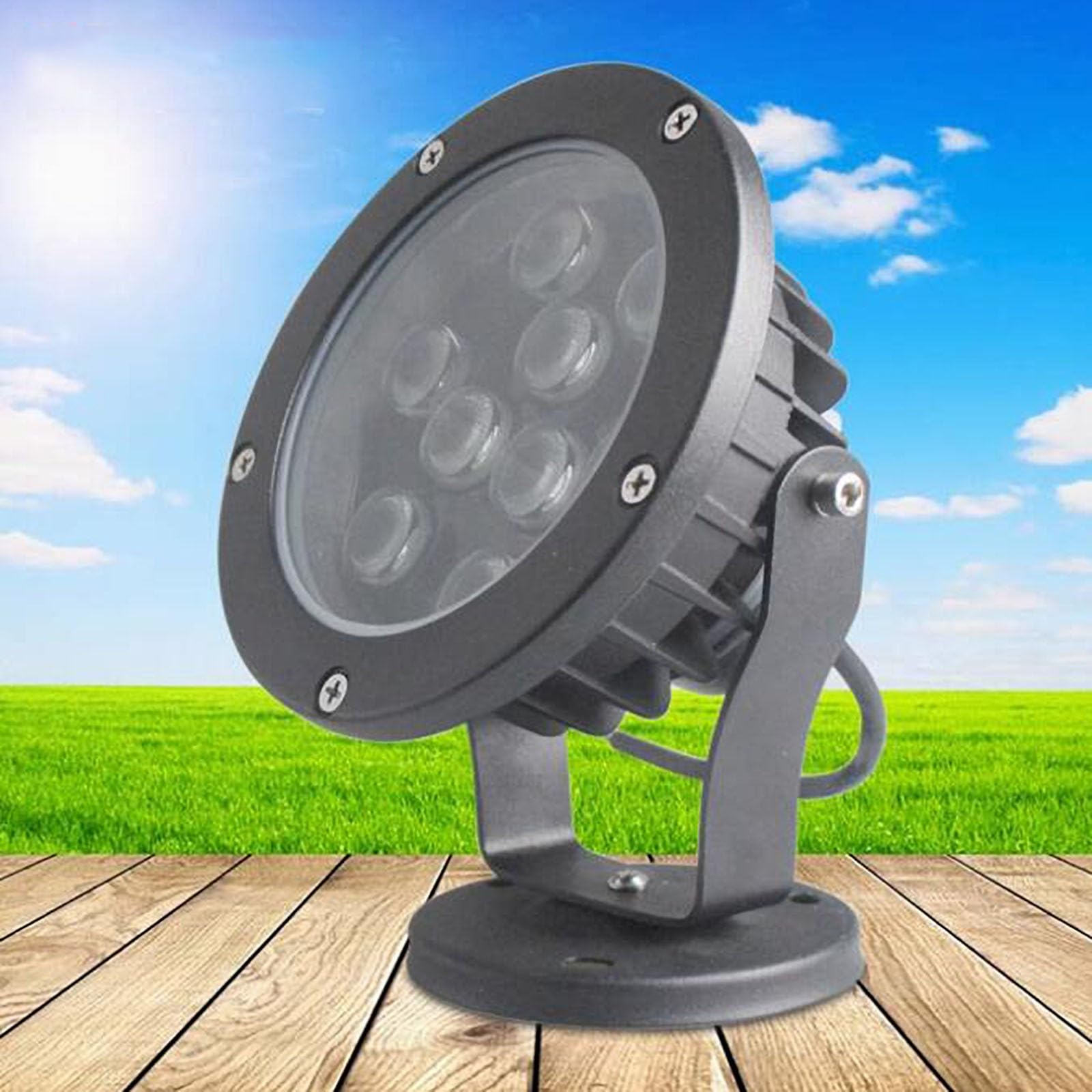 THEGA Focos Suelo Led Exterior - Luces Paisaje, Foco LED - Foco LED, CA 90-260 V, Lámpara Jardín Enterrada para Villas, Luces LED para Paisajes A Tierra A Prueba Agua IP65, Fácil Instalación(Blue,6W)
