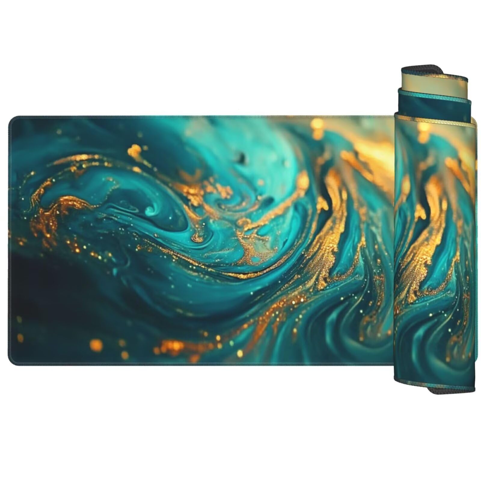 Alfombrilla Ratón Abstracto Alfombrilla Ratón XXL 1600 x 800 mm, Azul Mouse Pad Gaming con Bordes Cosidos, Impermeable Mousepad XXL Base de Goma Antideslizante Duradera, Mouse Pad para Oficina Q514
