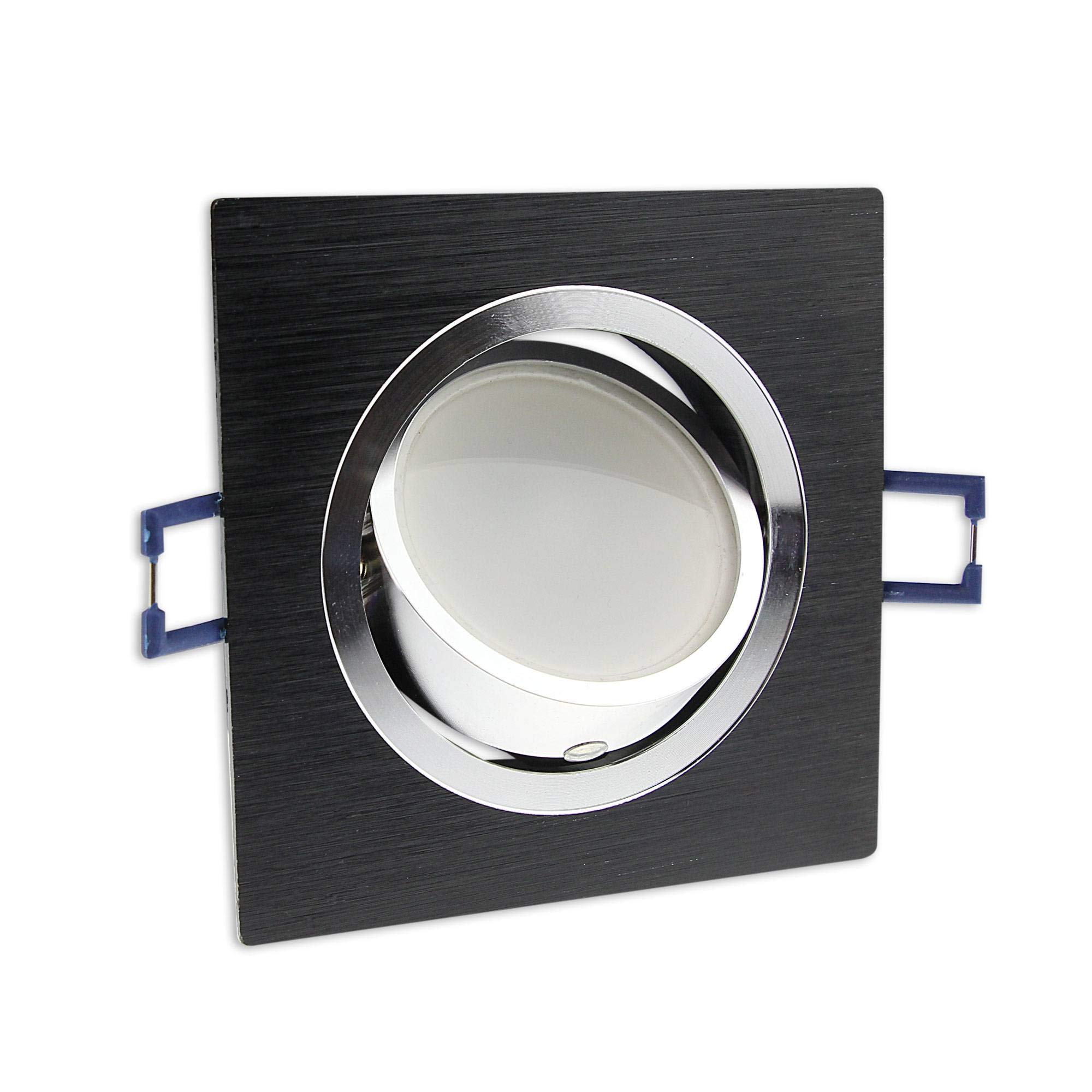 6x LED Einbaustrahler Set eckig - schwarz 5 Watt neutralweiß Dimmbar 230V flach (30 Tiefe) - Leuchte schwenkbar 68 - Einbau-Spot Decken-Strahler
