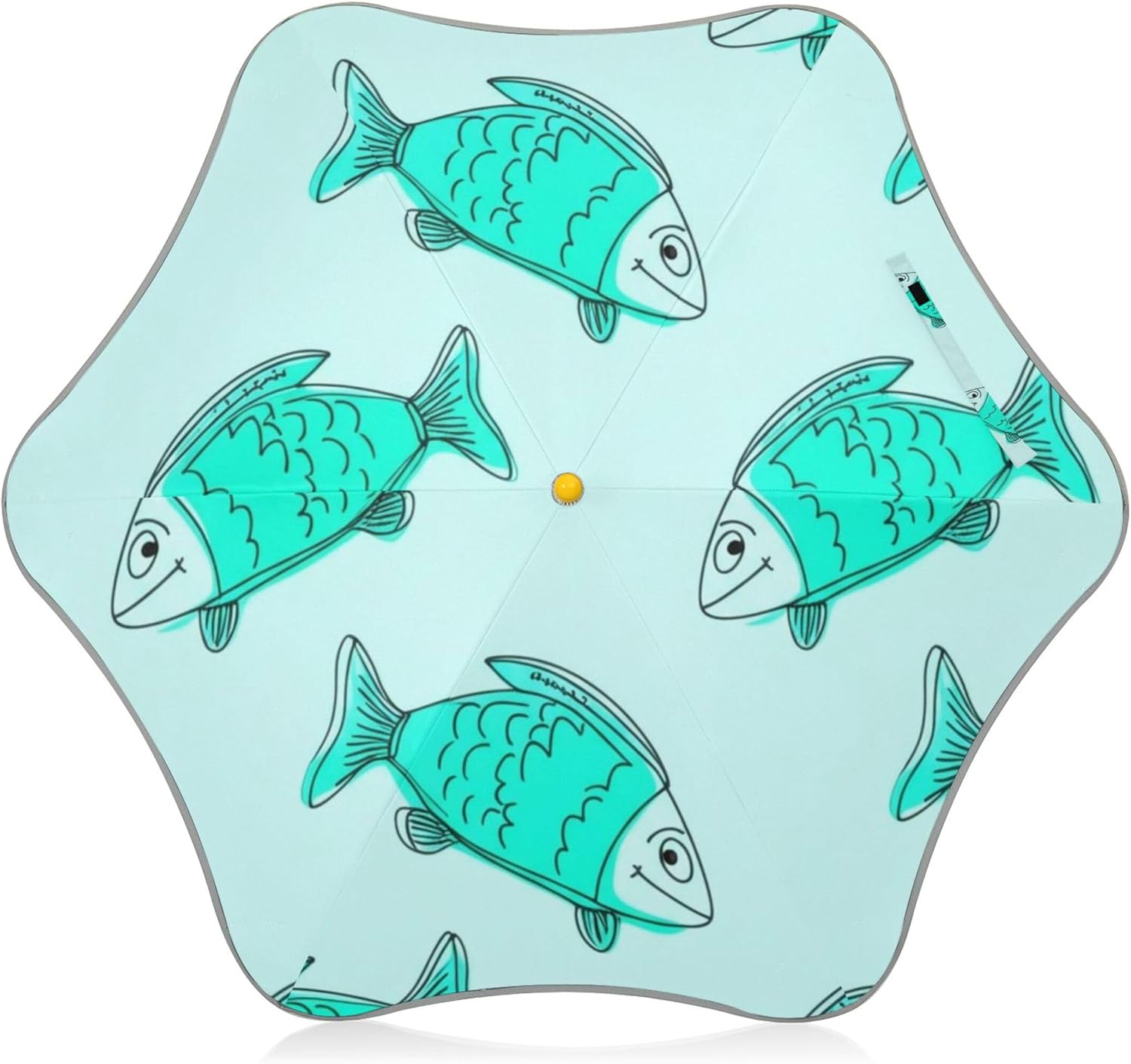 Cute Cartoon Fish Turquoise Kids Umbrella for Girls Parasol Uv Protection Sun Umbrellas Upf 50 Reflective Strip Personalized Rain Umbrellas for Boys Long