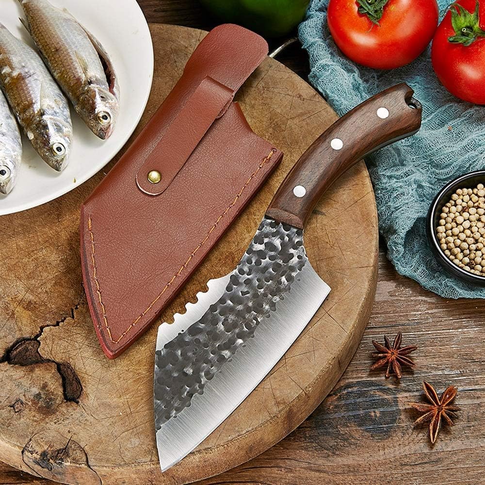 DAXXIN Meat Cleaver,Cleaver Knife, Handmade Forged Kitchen Knife Butcher Meat Chopping Cleaver Chinese Chef Knife Hammer shaped fish killing knife meat cutter
