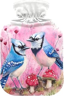 Fierce Blue Jay Birds Hot Pink Water Bottle for hot Water with Soft Cover, 2L hot Compress for Sore Muscle, Hot and Cold Therapies, bolsas para agua Caliente